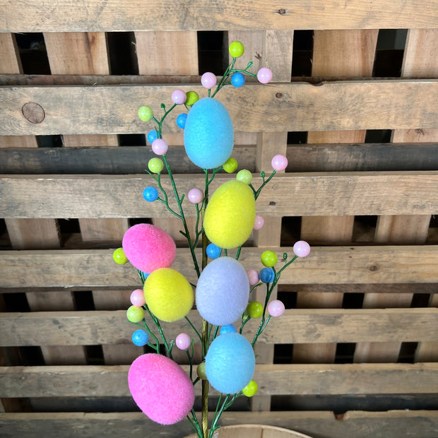 26" Flocked Eggs Berry Spray - 64000EAS