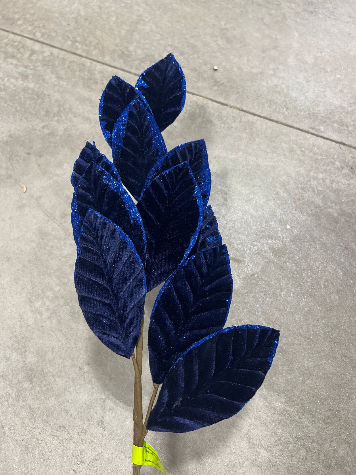 25” Blue Velvet Magnolia Leaf Spray -  85361NVBL