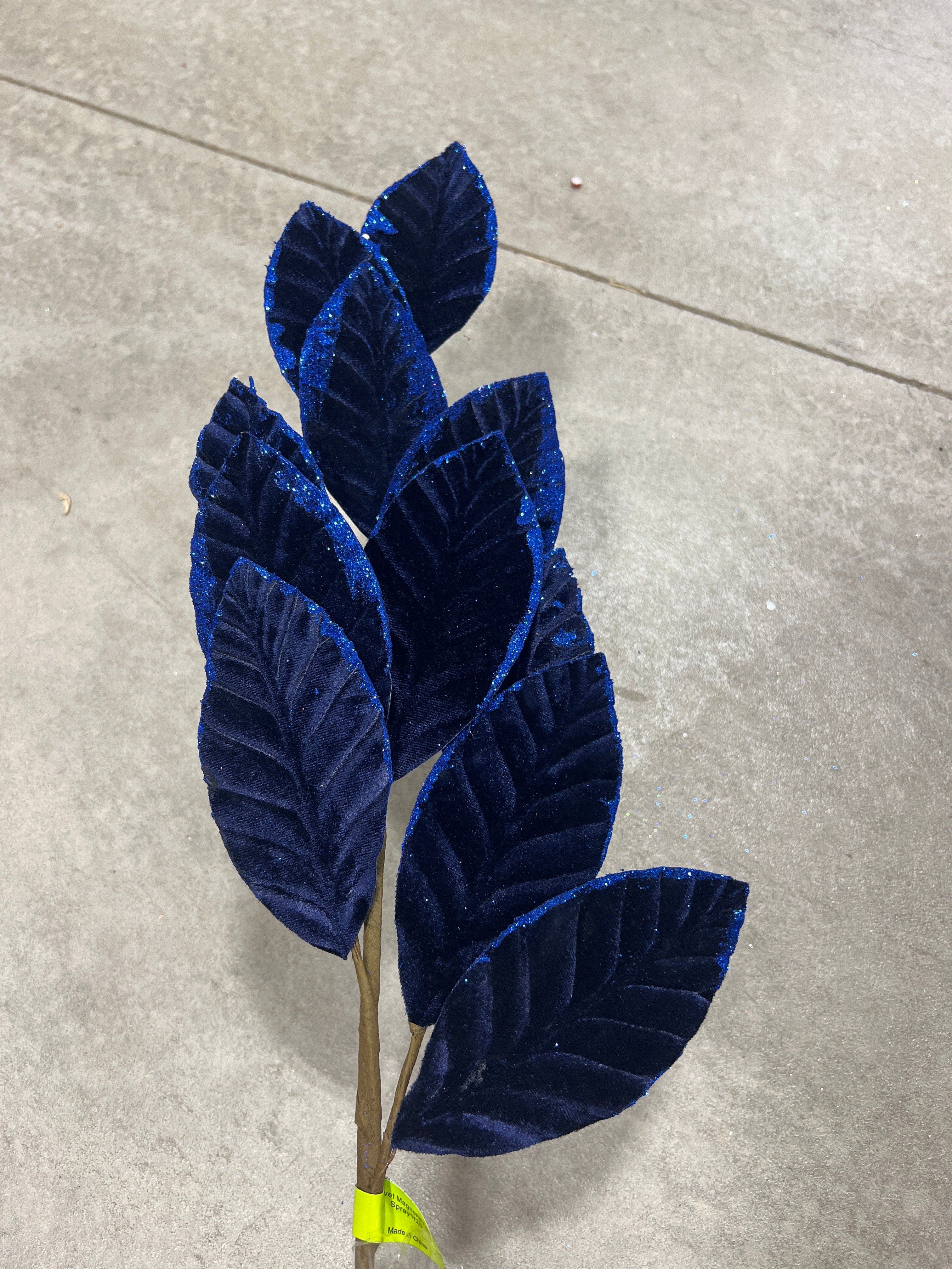 25” Blue Velvet Magnolia Leaf Spray -  85361NVBL