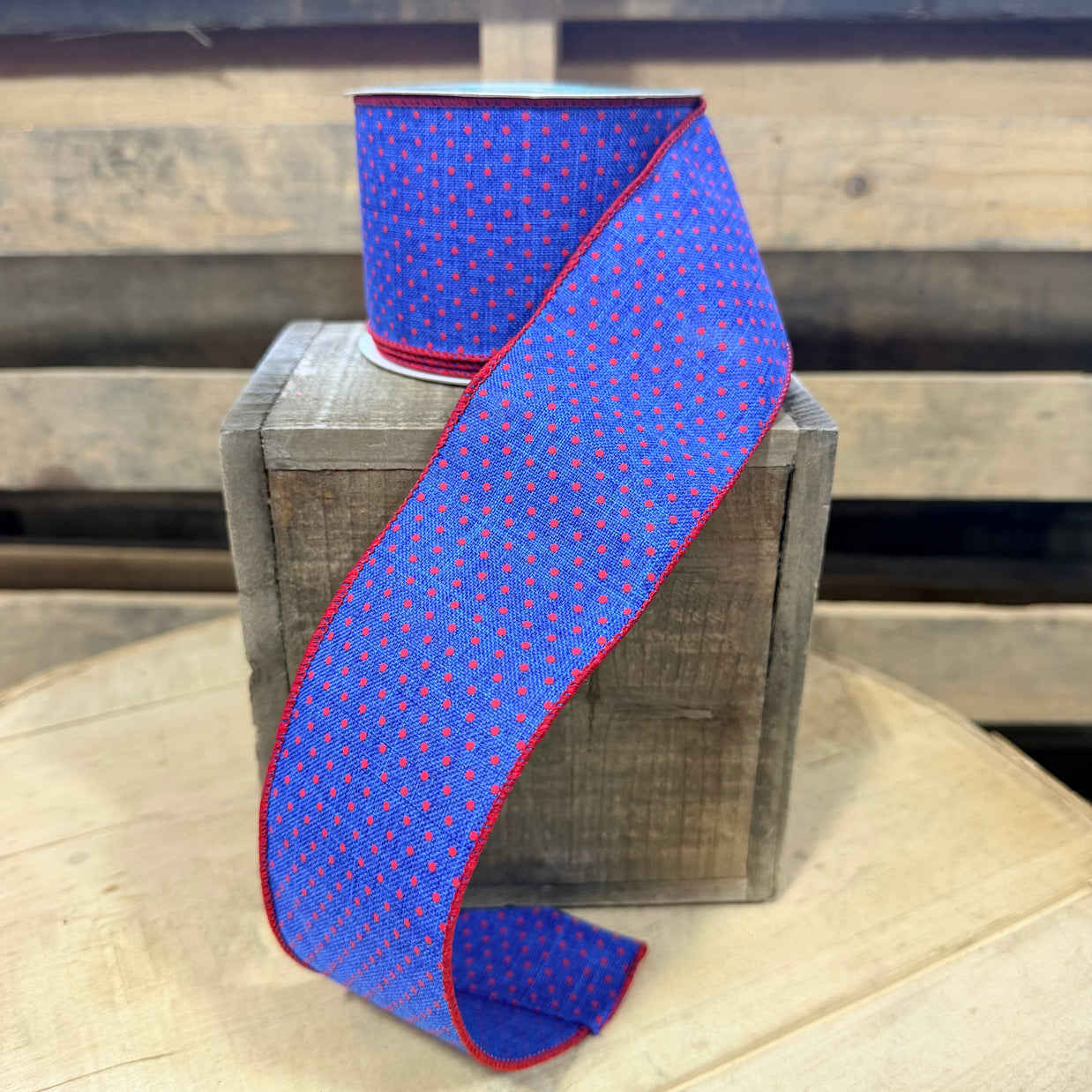 2.5" x 10Y Patriotic  Swiss Dot Wired Ribbon - RGC115725