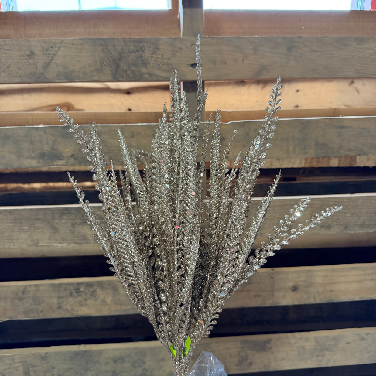 19" Glitter Plastic Leaf Bush - 86928CH