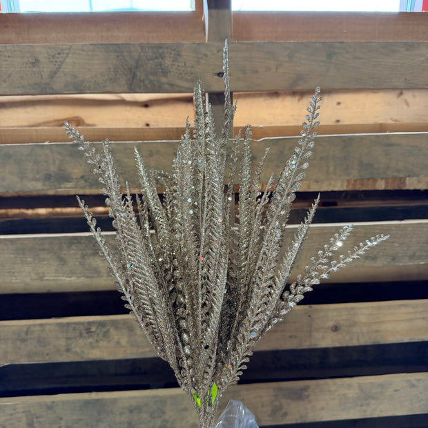 19" Glitter Plastic Leaf Bush - 86928CH