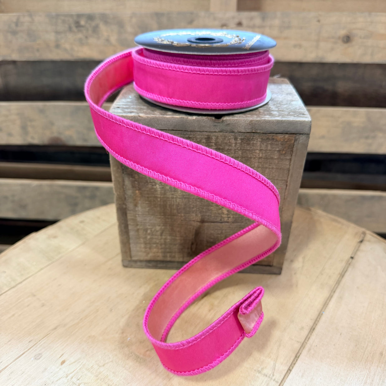 1” by 10y Taffeta Pink wired ribbon - John Mark - JME-WN25-012-PINK-1