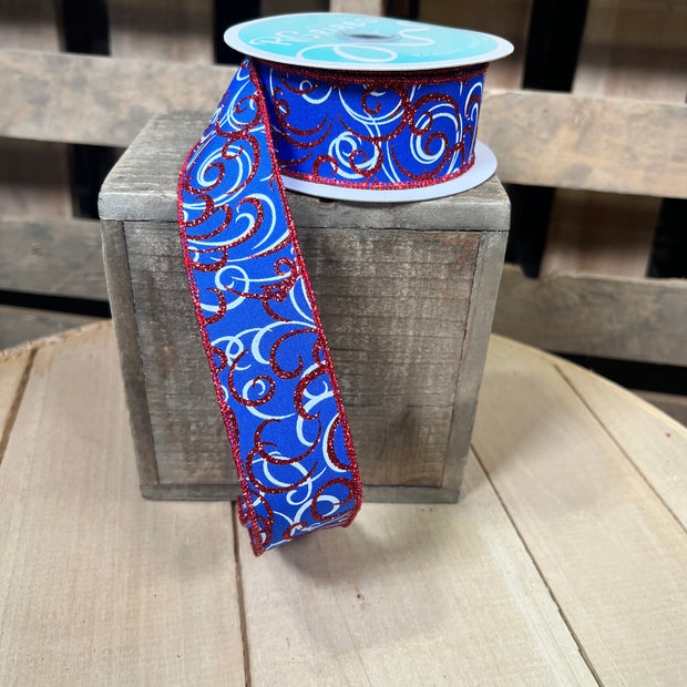 1.5" x 10y patriotic swirl Wired Ribbon - RGF132825