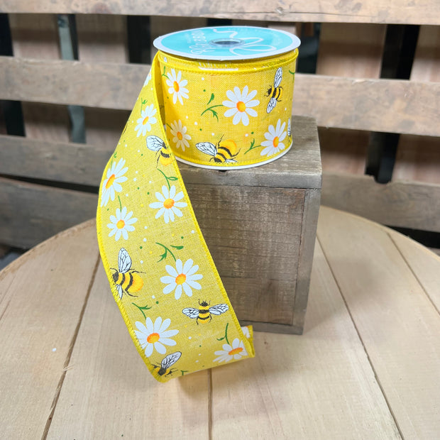 2.5" x 10Y Daisy bee Wired Ribbon - RGC18488N