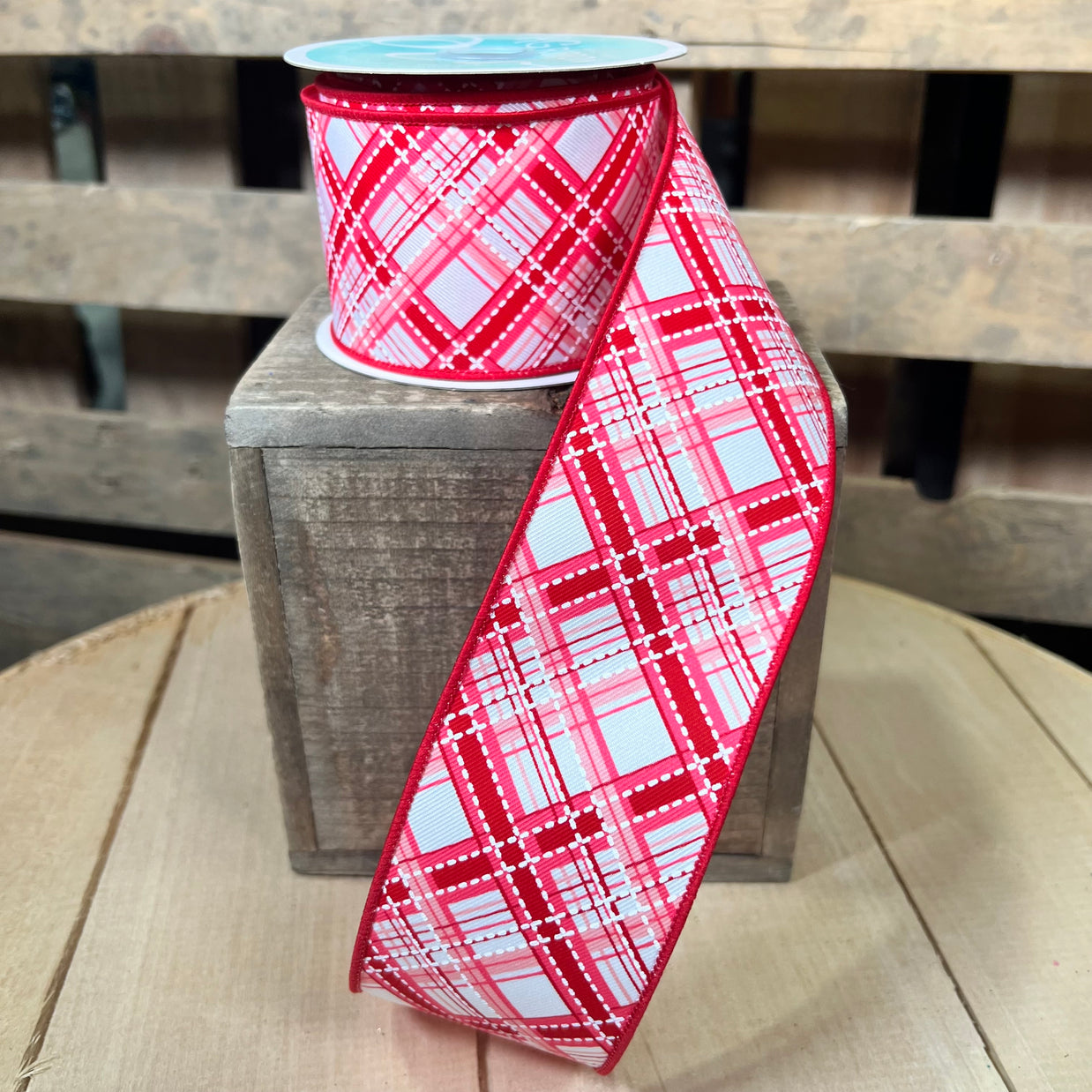 2.5" x 10y valentines diagonal dash Wired Ribbon - RGE185015