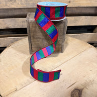 1.5 ” x 10yd  Nutcracker glitter stripe  Wired Ribbon - RGF1618J5