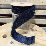 2.5” x  10yd Black Sparkle Fur Wired Ribbon - 9817W-030-63E