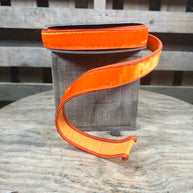 1” x 10y Orange velvet designer ribbon - QK258618