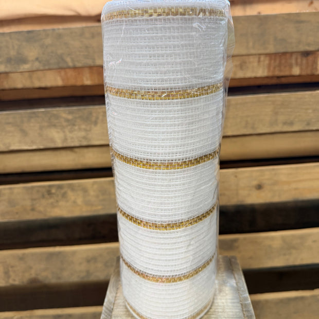 10" x 10Y Gold and White stripe mesh - RY8329N2