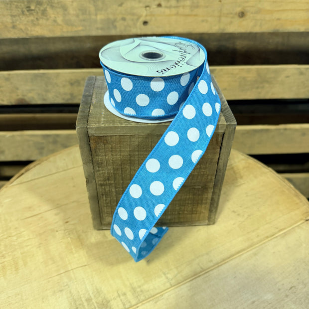 1.5" x 10Y Turquoise Dot wired ribbon - RX9145A2