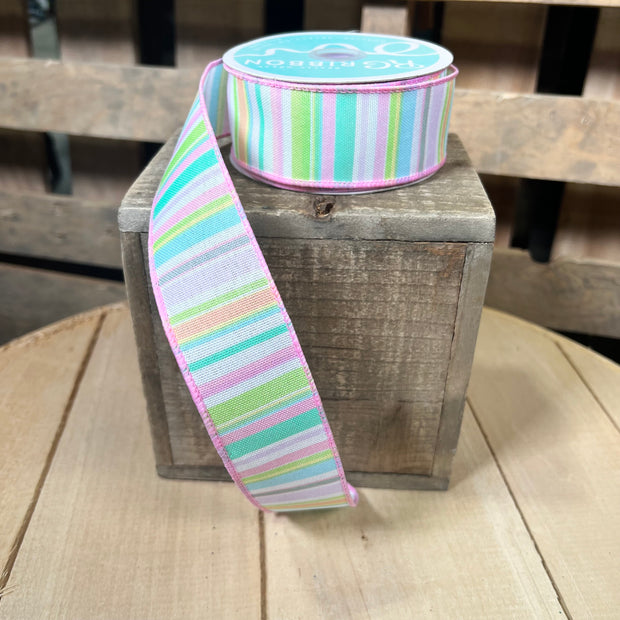 1.5" x 10Y pastel stripe   Wired Ribbon - RG01831