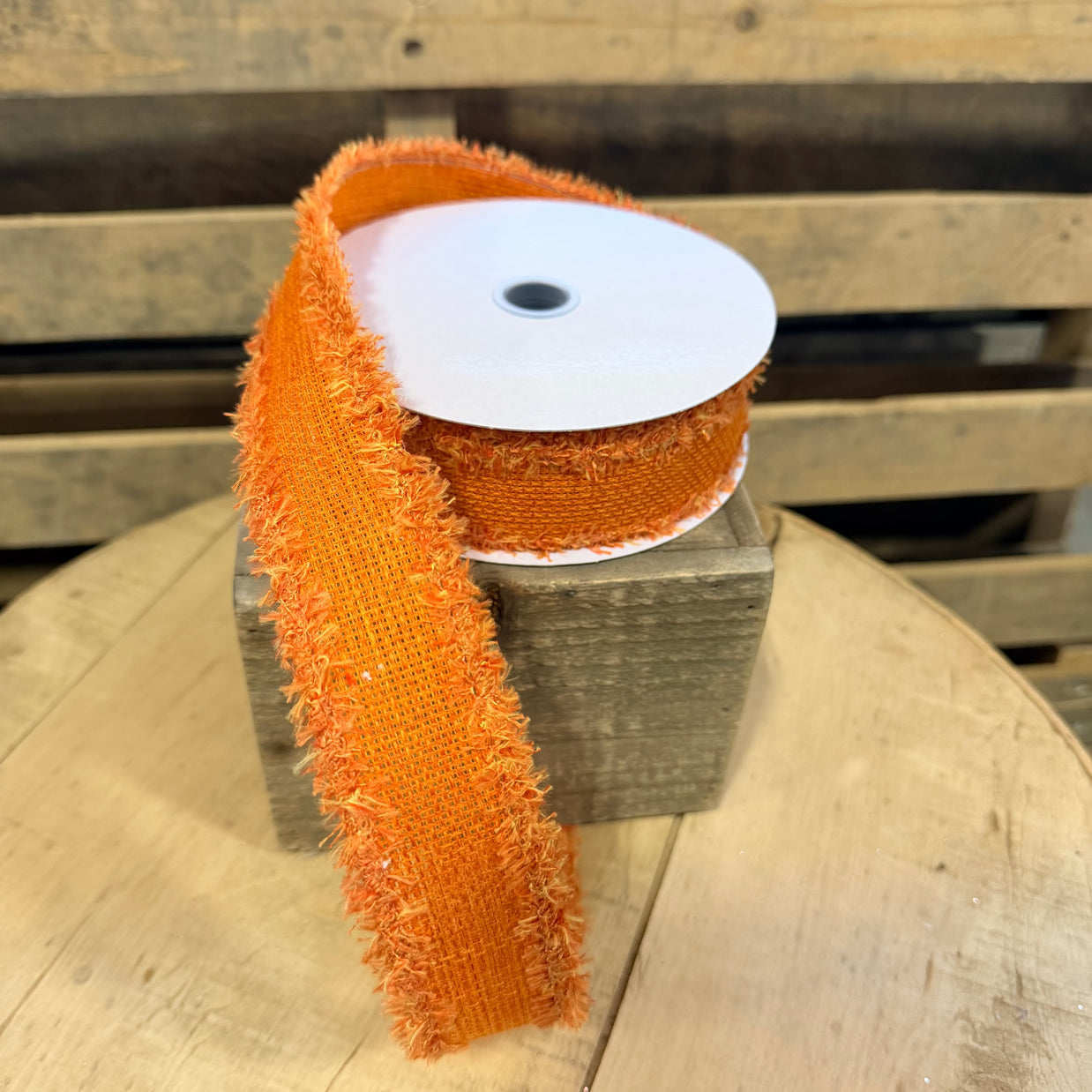 1.5"X10YD Orange drift edge wired ribbon - RG0825320