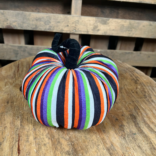 8 inch fabric stripe pumpkin - 57148HAL
