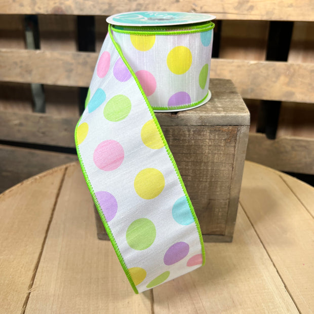 2.5" x 10Y pastel dot Wired Ribbon - RGA166013