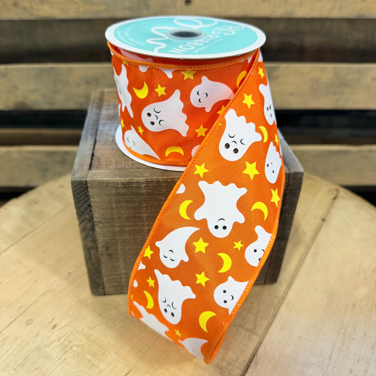 2.5” by 10y Ghost with moon Wired Ribbon - RGF189520