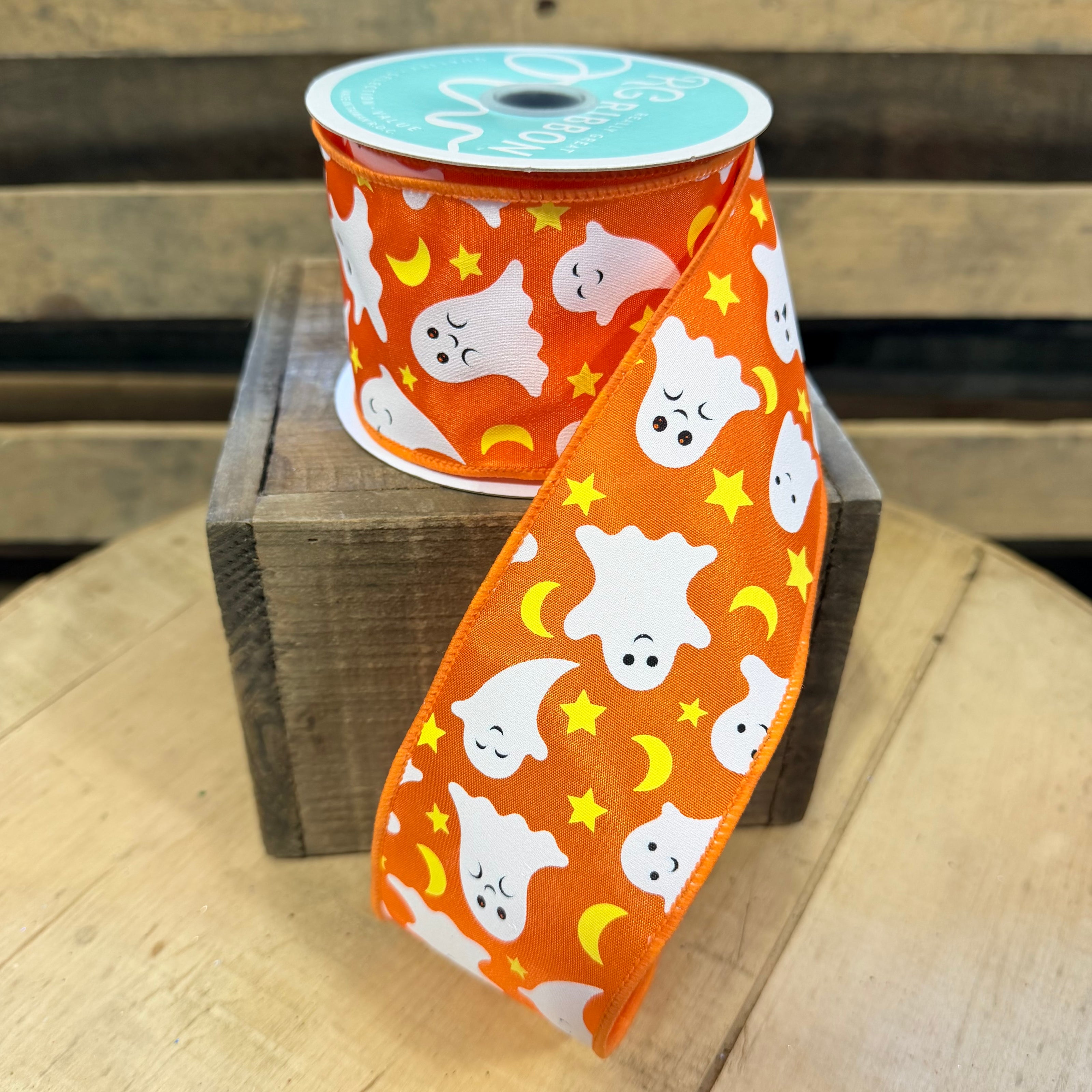 2.5” by 10y Ghost with moon Wired Ribbon - RGF189520