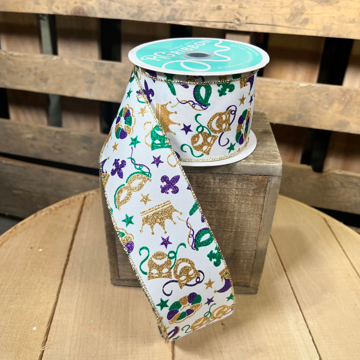 2.5" x 10Y Mardi Gras Wired Ribbon - RGE124427