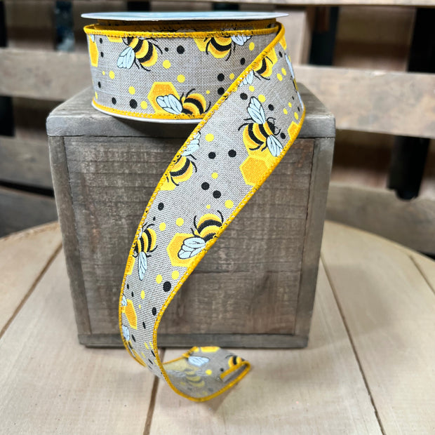 1.5" x 10Y Honeycomb bee Wired Ribbon - RGH127418