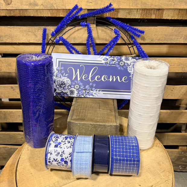 Blue Chinoiserie wreath kit - DIY wreath kit - Chinoiseriekit1