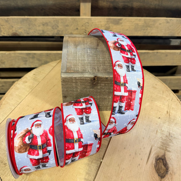 2.5" x 10Y  santa Wired Ribbon - LS127402