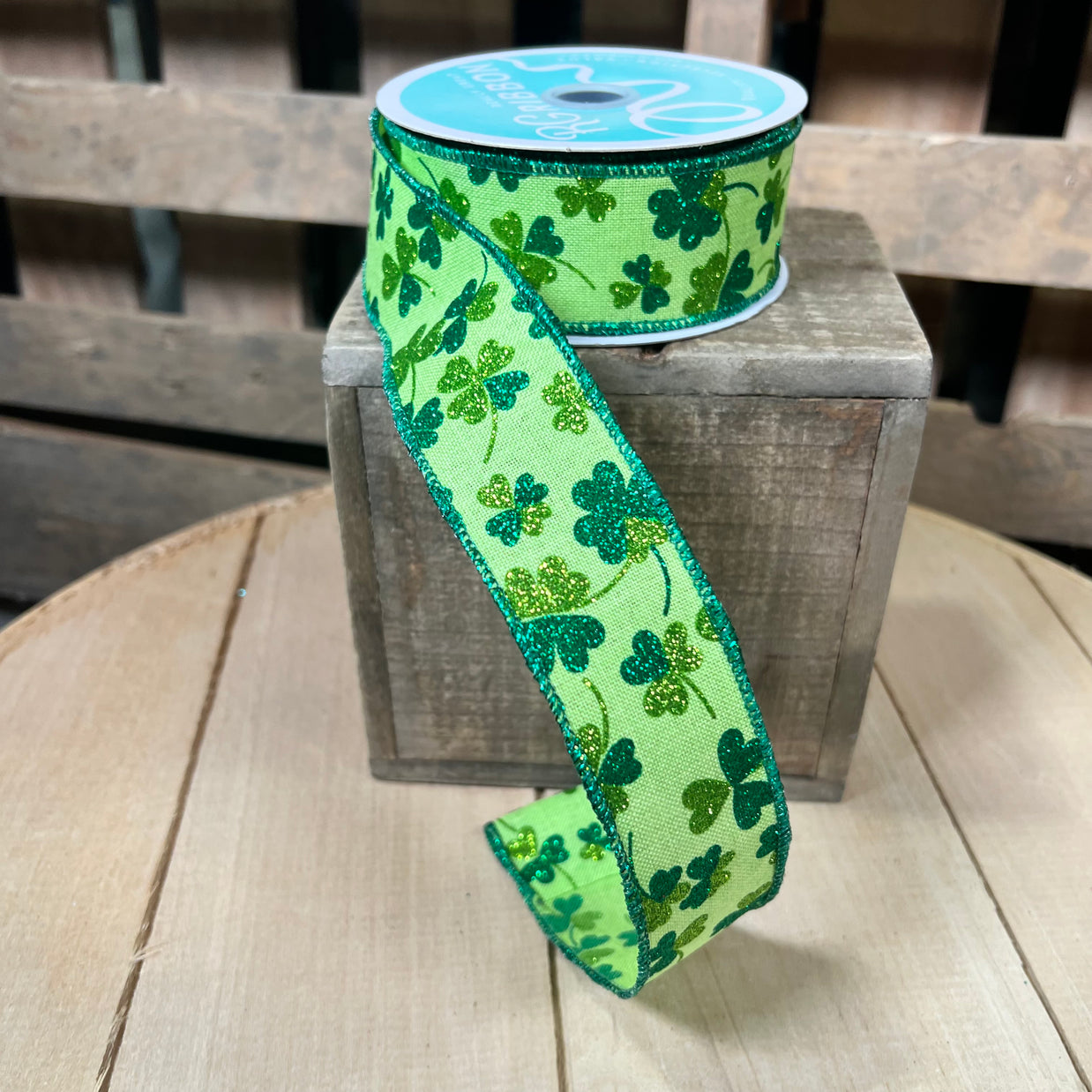 1.5" x 10Y shamrock Wired Ribbon - RGH1175H2