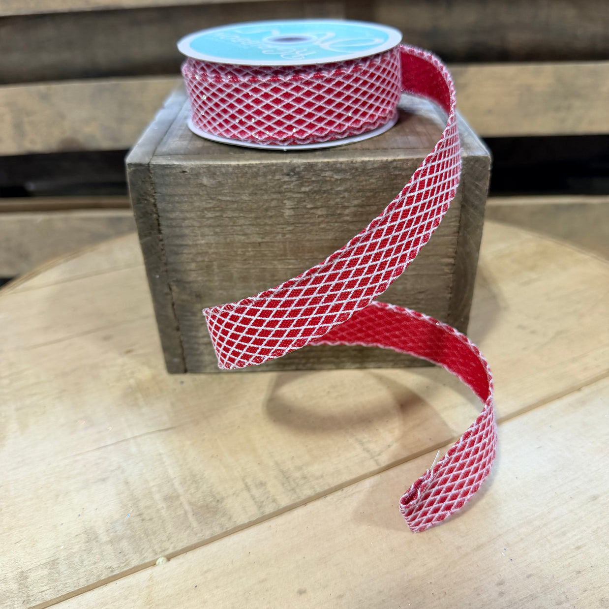 7/8" X 10y mini red harlequin Wired Ribbon - RGF769524