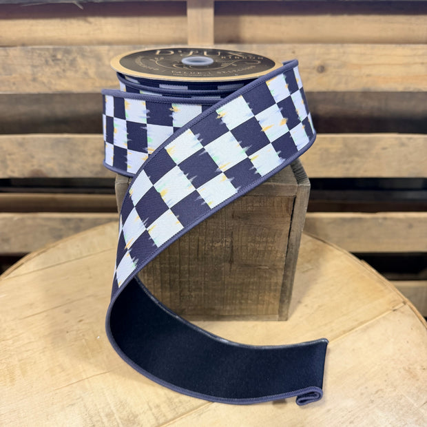 2.5” x 10y Bold Antique check d lux ribbon - LX308127