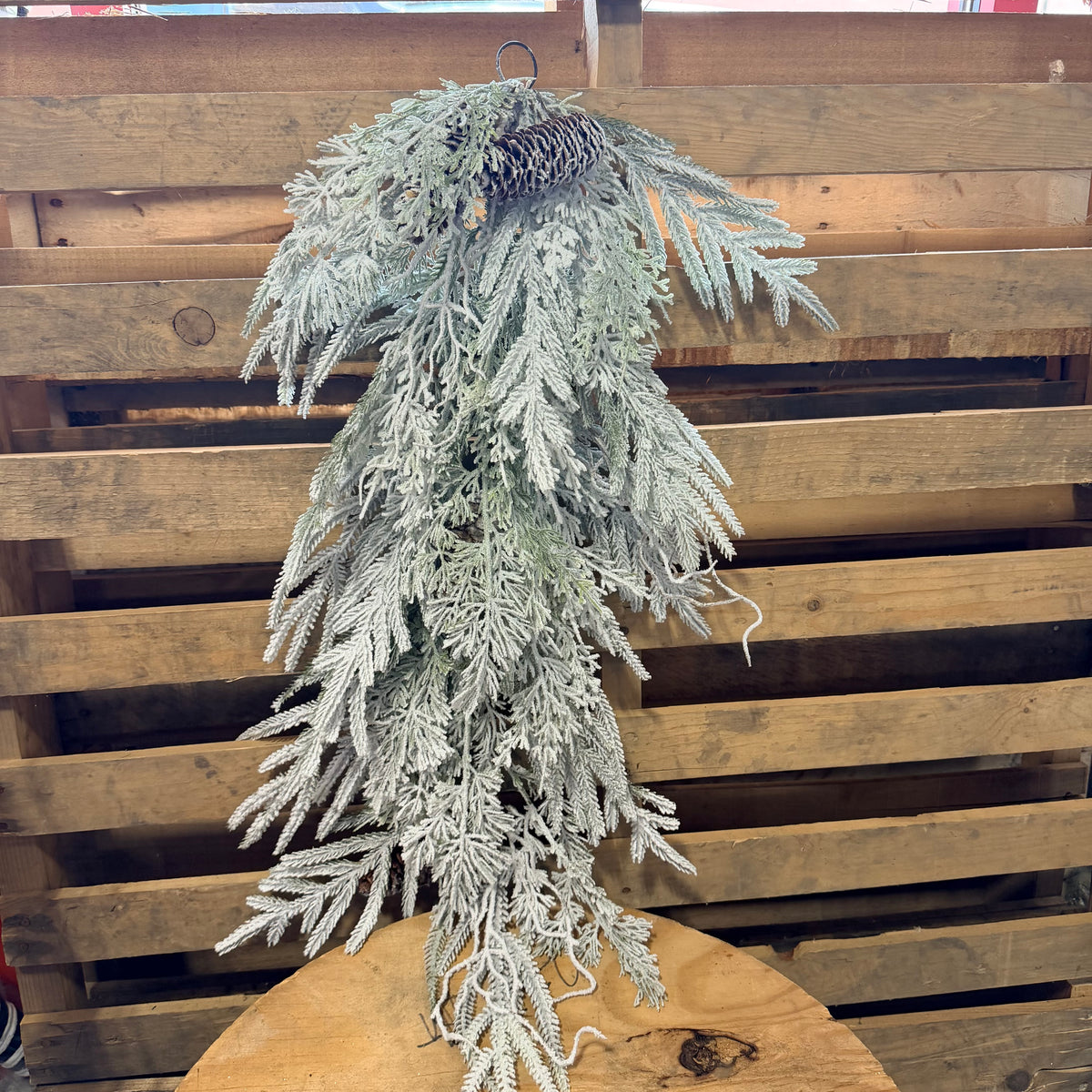 30" FLOCKED MIX PINE TEARDROP - 38323