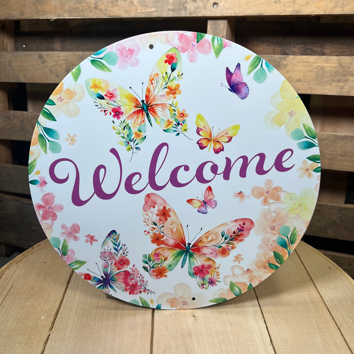 12” Circle metal butterfly sign - MD1709
