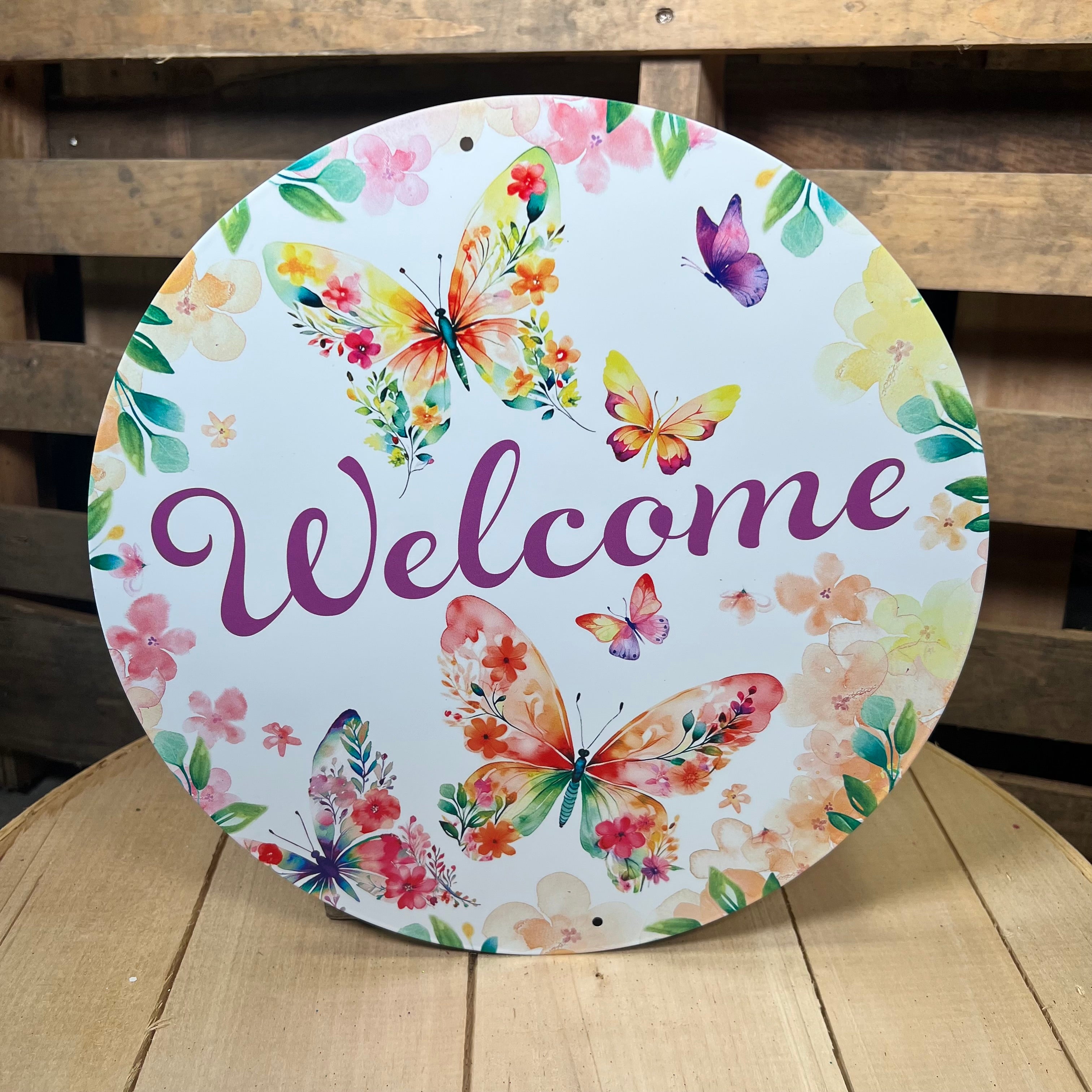 12” Circle metal butterfly sign - MD1709