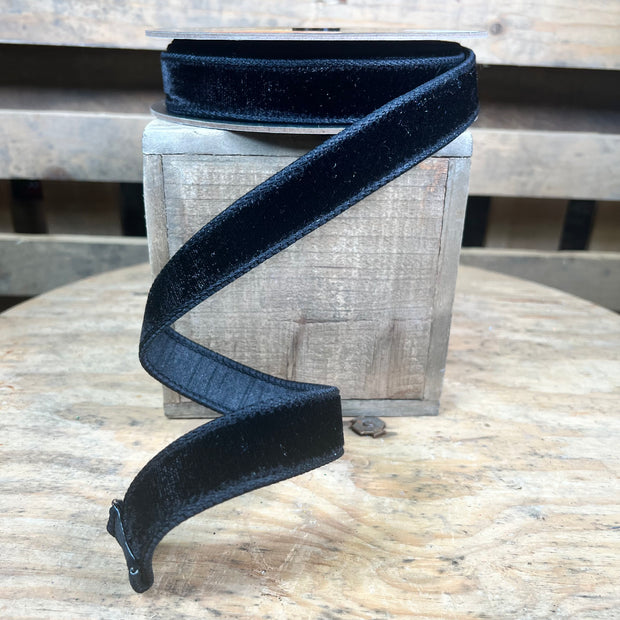 1” x 10y Black velvet designer ribbon -   QK258617
