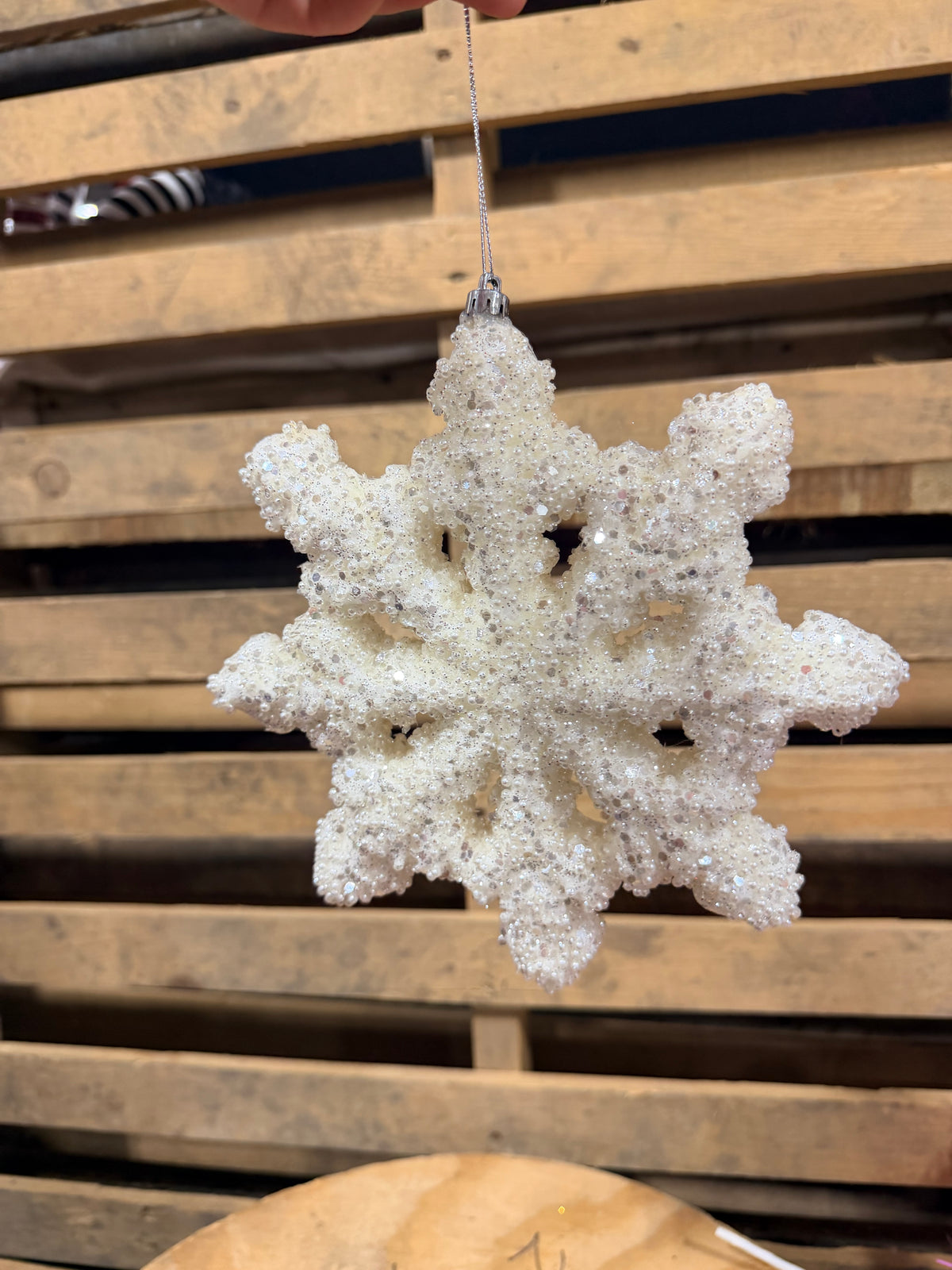 8"D  Bead Snowflake Ornament - 86919WT