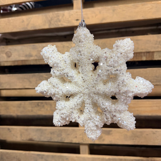 8"D  Bead Snowflake Ornament - 86919WT