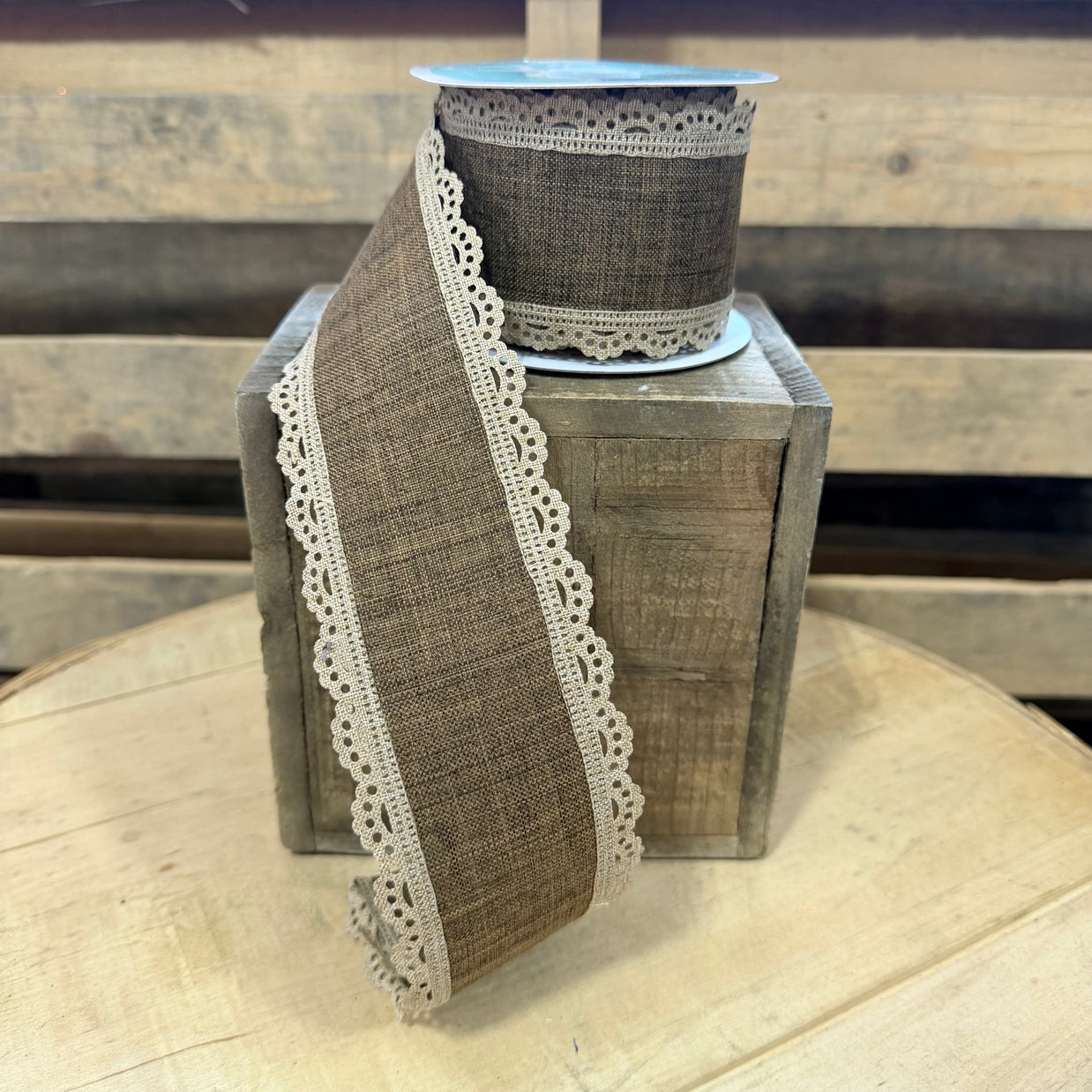 2.5" x 10Y Brown Fancy edge Wired Ribbon - RGA154204