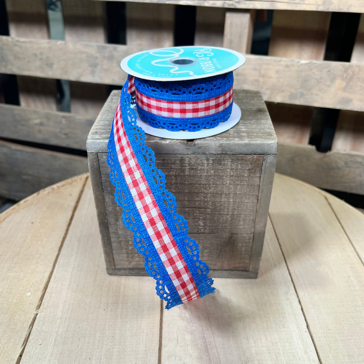 1.5" x 10Y patriotic gingham  edge Wired Ribbon - RGA1543A1
