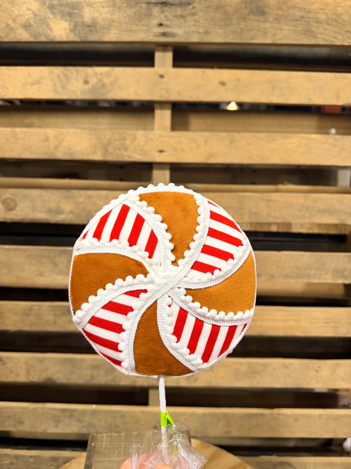 7"  Peppermint Gingerbread Lollipop - 86771RDWTBN