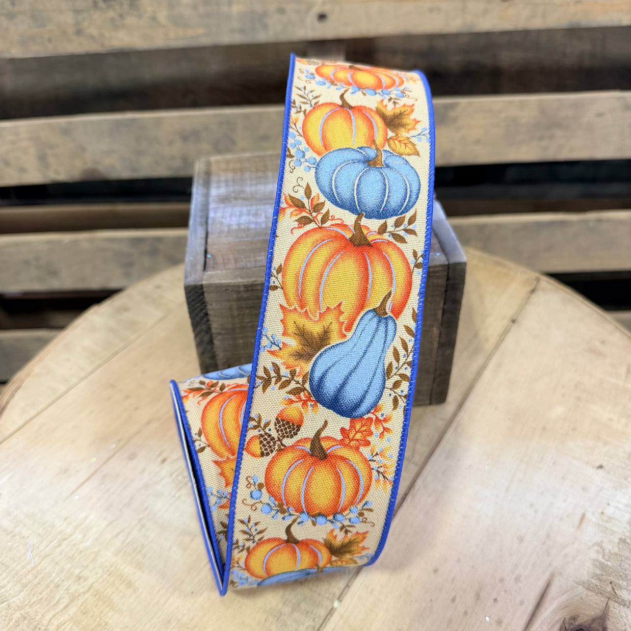 2.5" x 10Y Pumpkins, gourds and berries Wired Ribbon - RGE1987JP