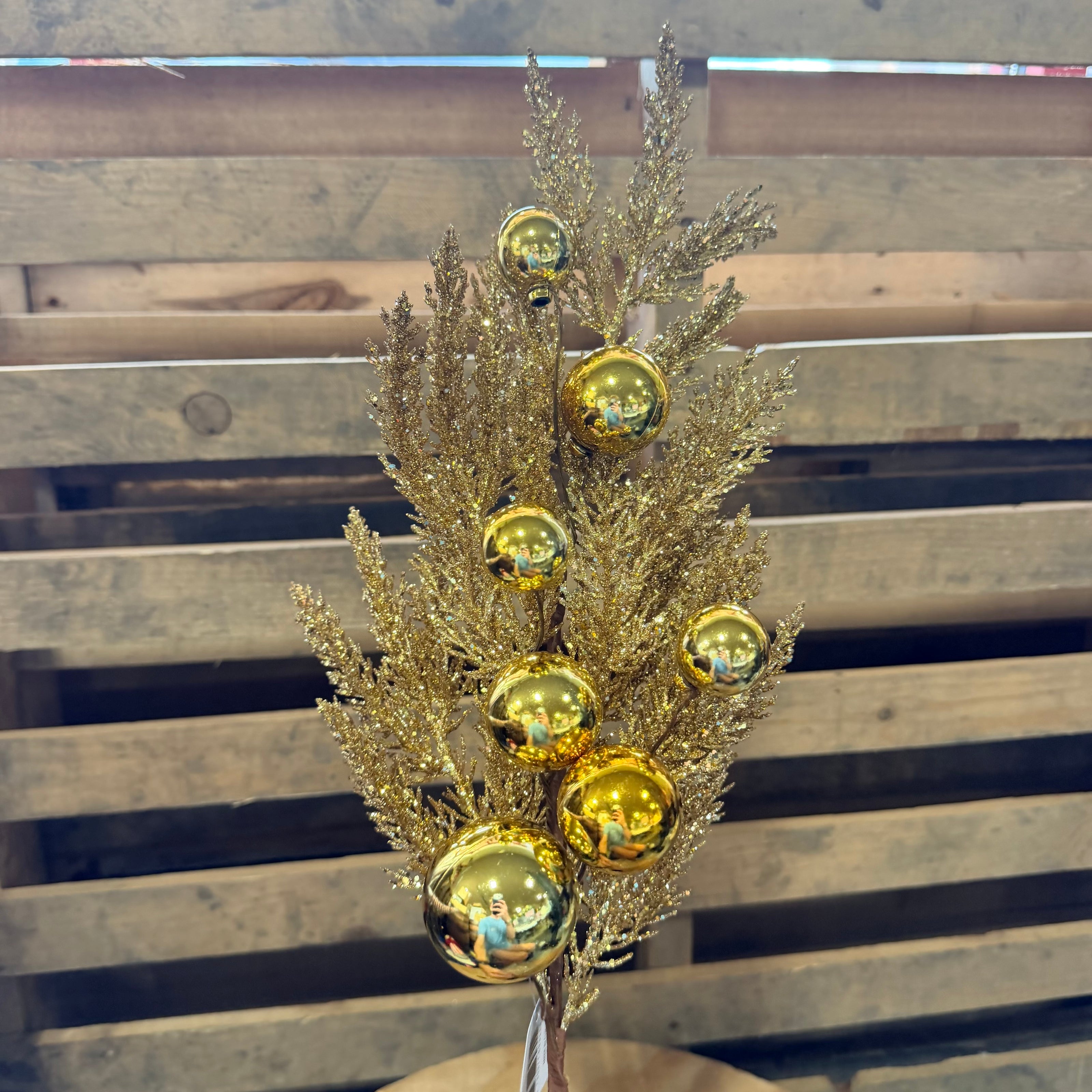 GLITTER CEDAR SPRAY GOLD - 69311