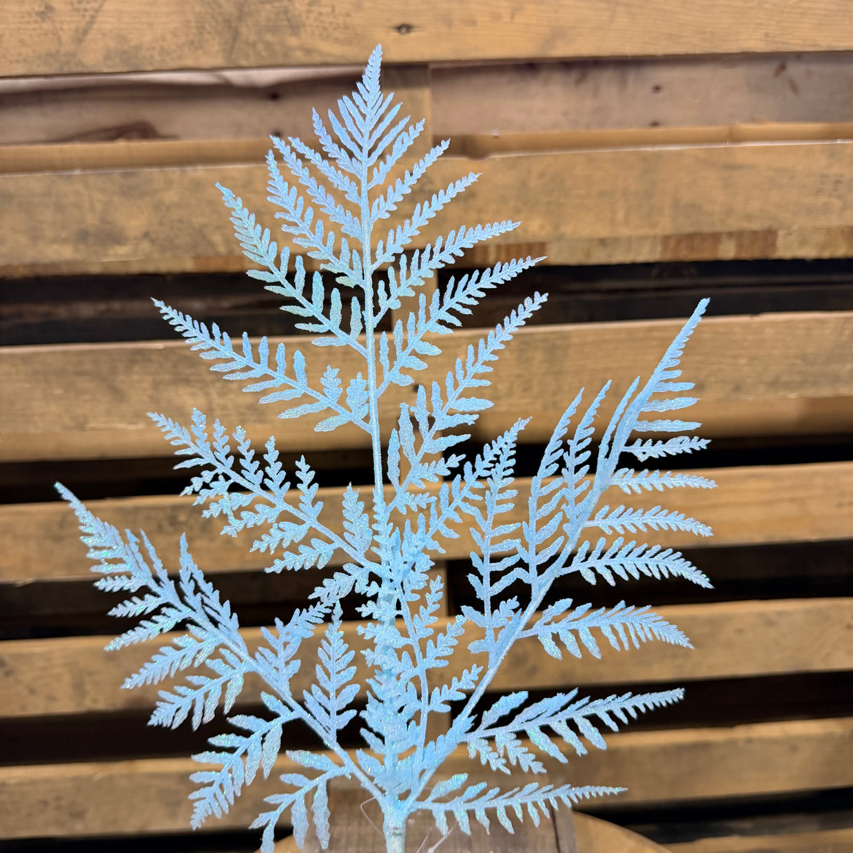 18.5" Inch Ice Blue glitter fern  spray  - XS244252