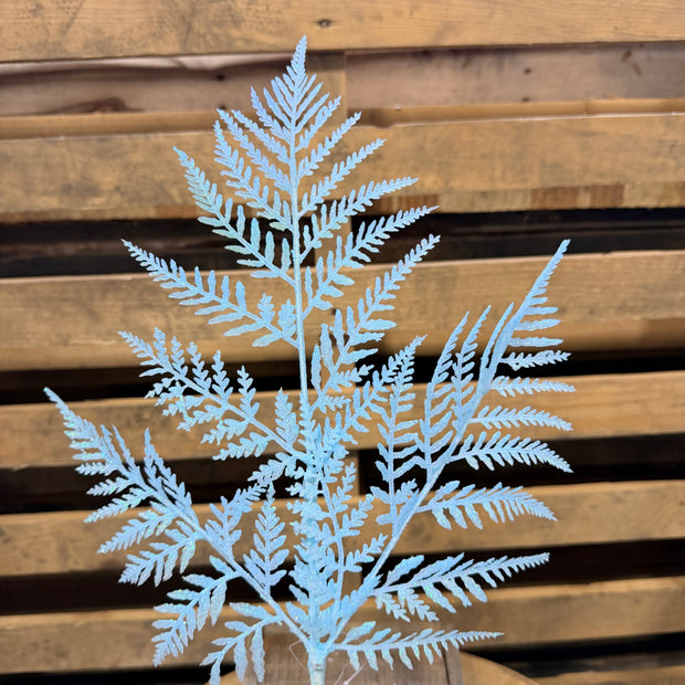 18.5" Inch Ice Blue glitter fern  spray  - XS244252