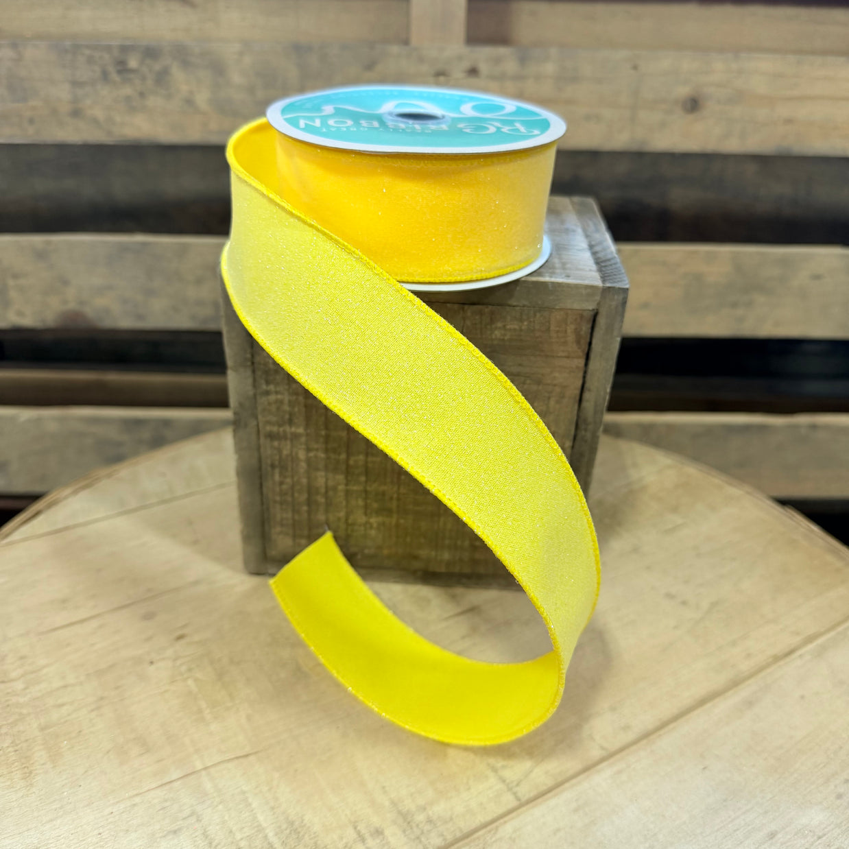 1.5" x 10Y  Yellow shimmer  Wired Ribbon - RGC159629