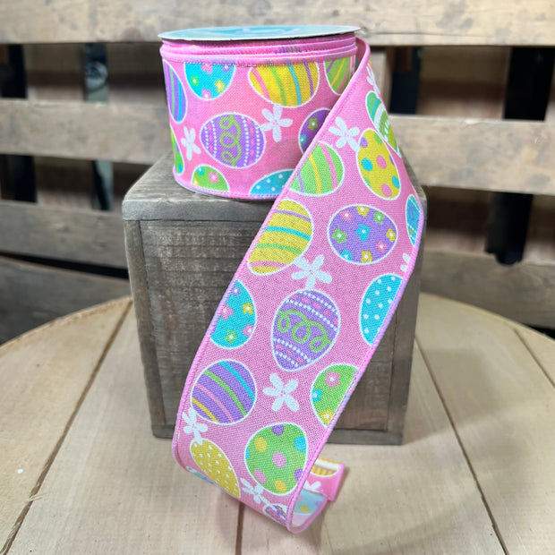 2.5" x 10Y pink Easter egg Wired Ribbon - RGA1657W2
