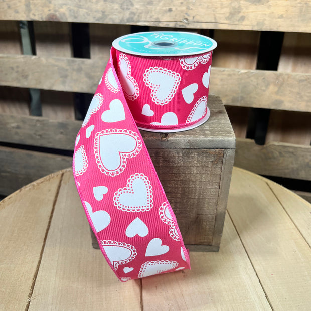 2.5" x 10Y scallop heart Wired Ribbon - RGE172511