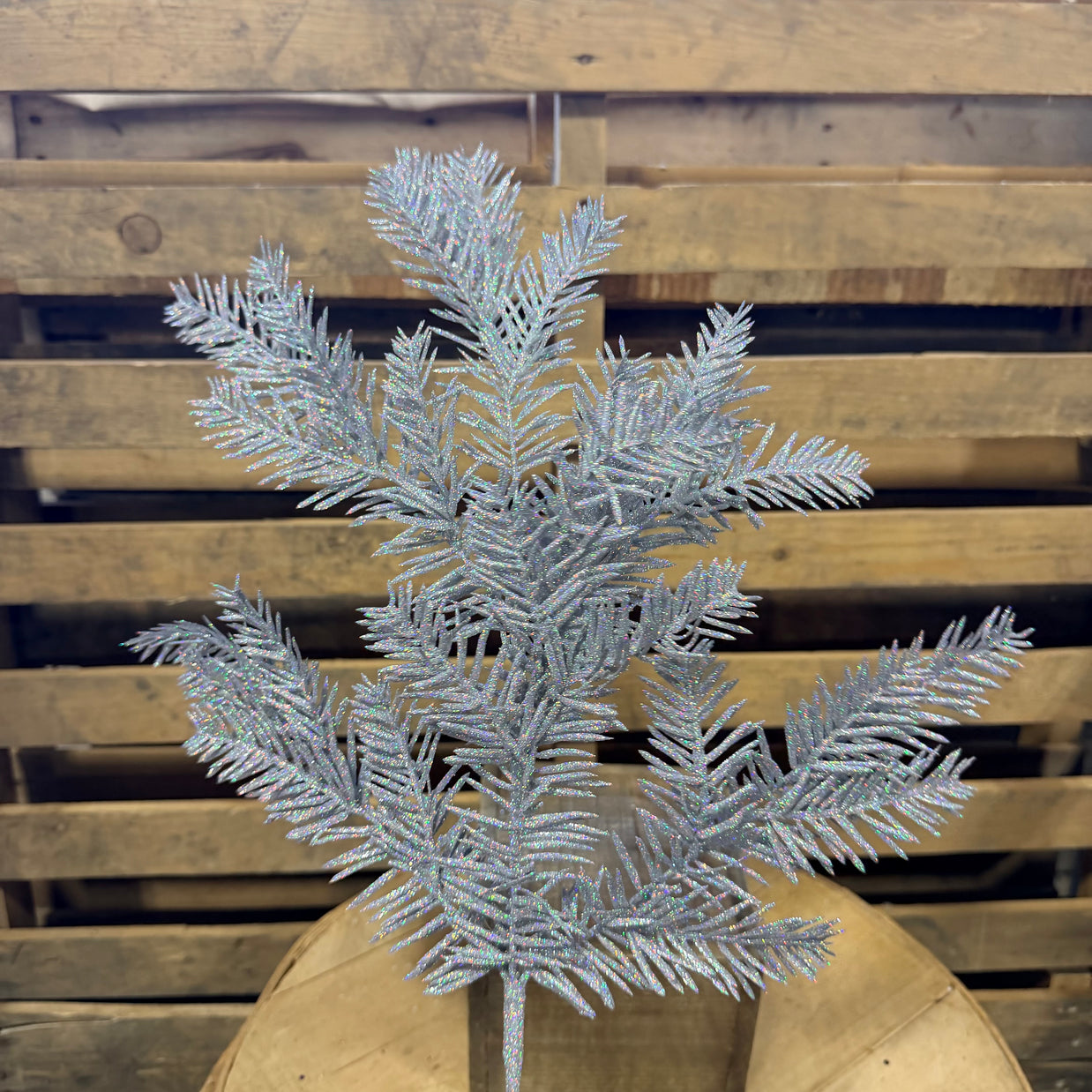 25"L SILVER GLITTER HEMLOCK SPRAY - XV766126