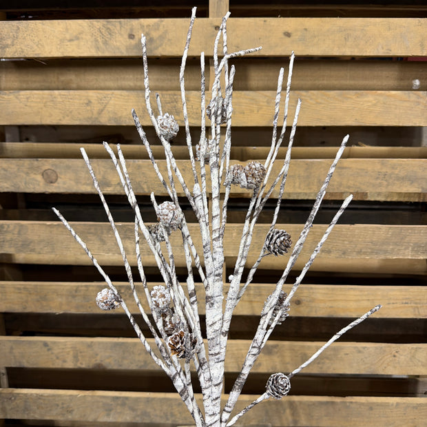 32" Glitter birch pinecone spray  - XS9749