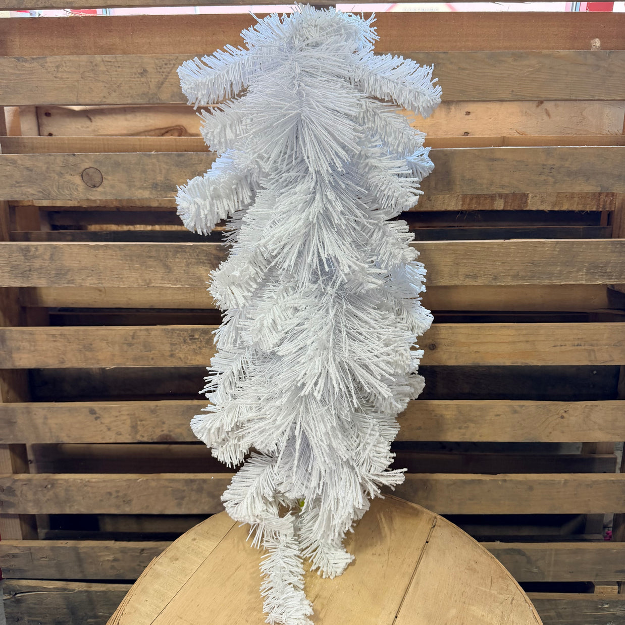 32”H White Flocked tear drop swag base - 85875TD32
