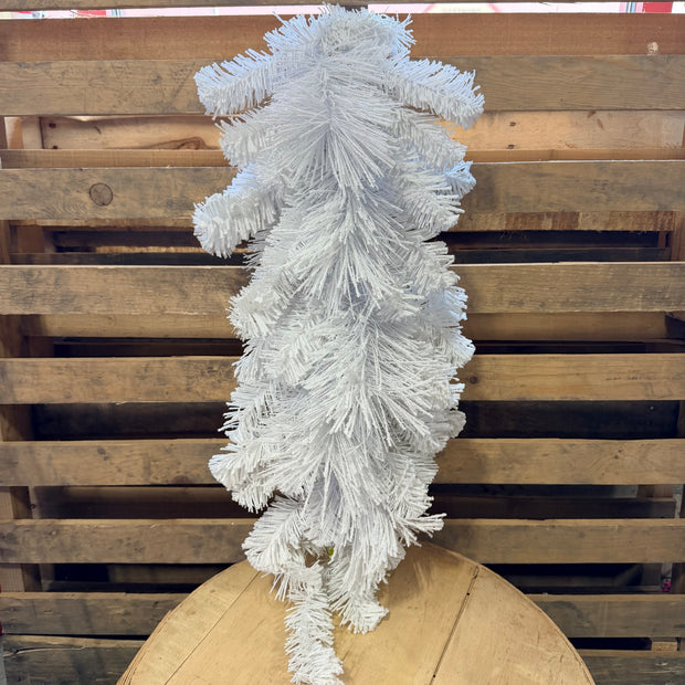 32”H White Flocked tear drop swag base - 85875TD32