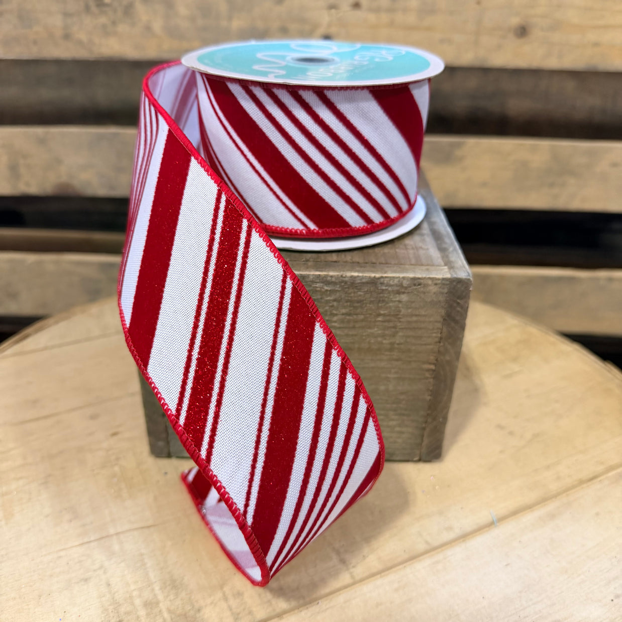 2.5" x 10Y Peppermint stripe  Wired Ribbon - RGC181327