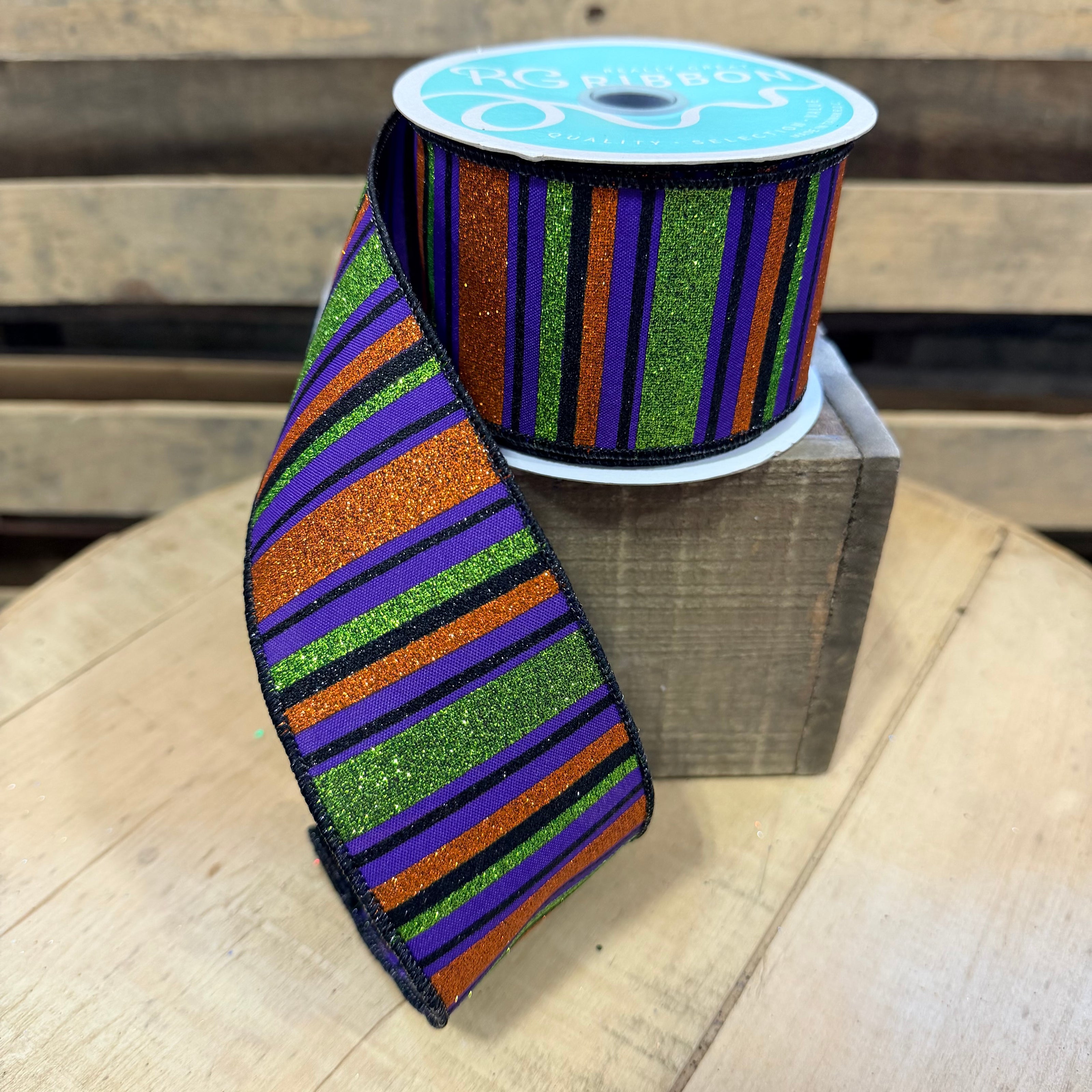 2.5” by 10y Halloween stripe  Wired Ribbon - RGF191523